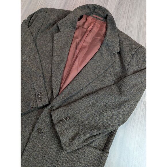 L'Homme Other - Vintage L'Homme Mens Grey Brown Wool Cashmere Tweed Blazer Sport Coat Sz L